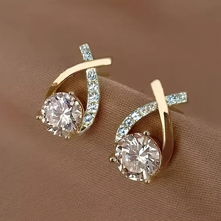 O&O - Boucles d'oreilles en zirconium Croix Dorée