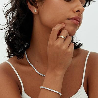Bracelet de tennis en moissanite | Or blanc