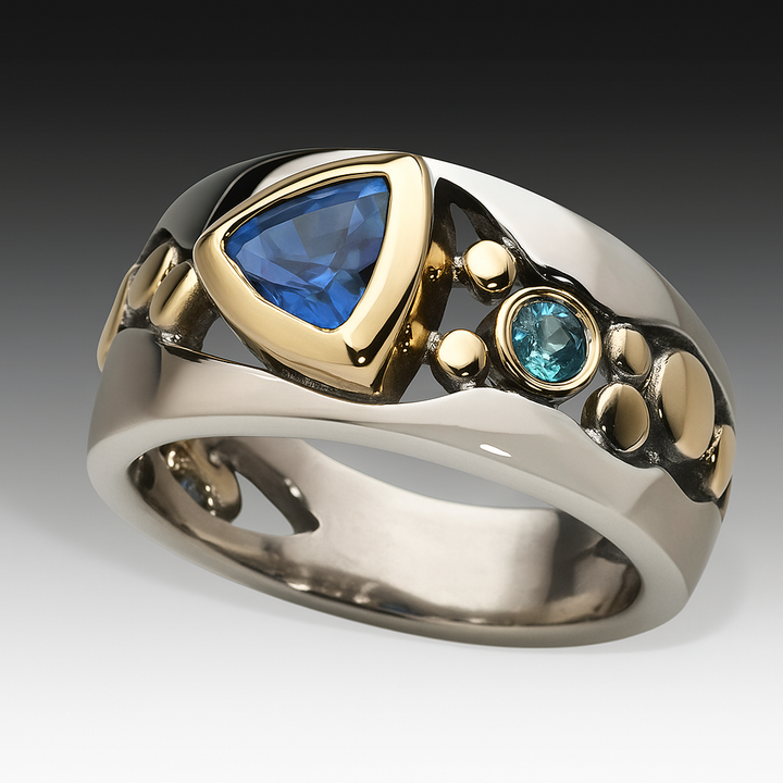 Bague Boho en Zirconia Bleu Vintage
