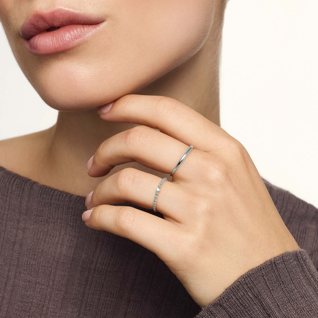Bague Dôme Slim | Or Blanc