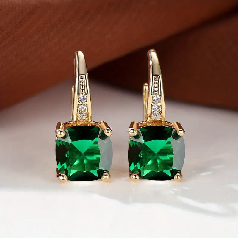 Boucles d'oreilles en anneau en pierre mystique | Or