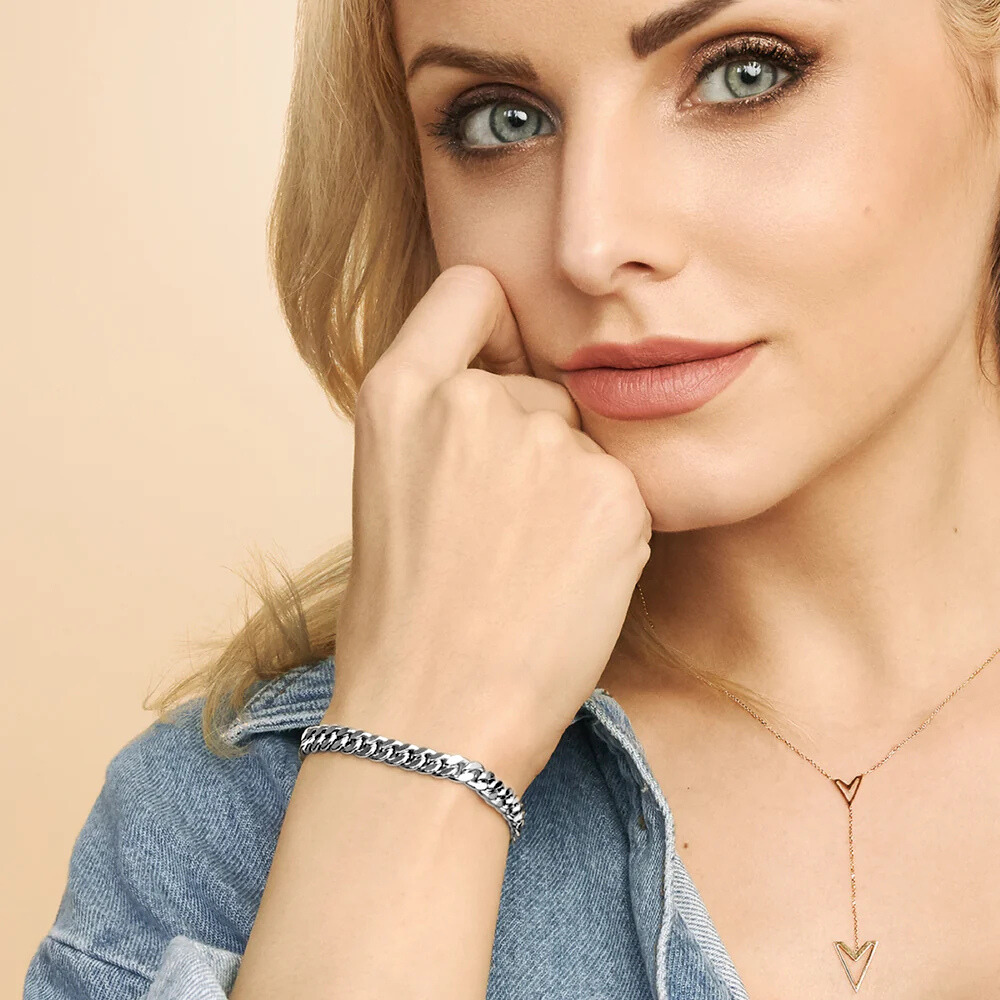 Bracelet Cubain en Or Blanc