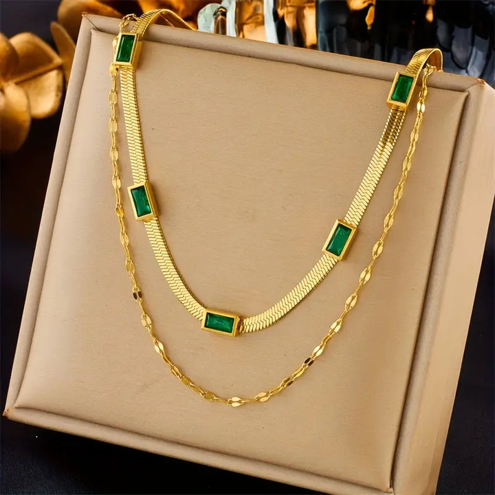 Collier rétro à double couche Sorella Gem | Or