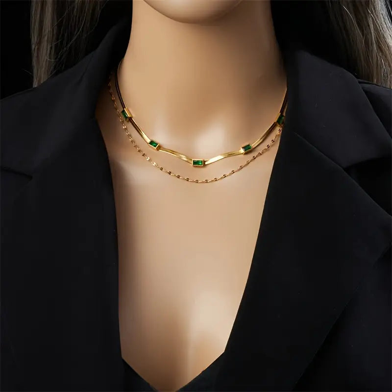 Collier rétro à double couche Sorella Gem | Or