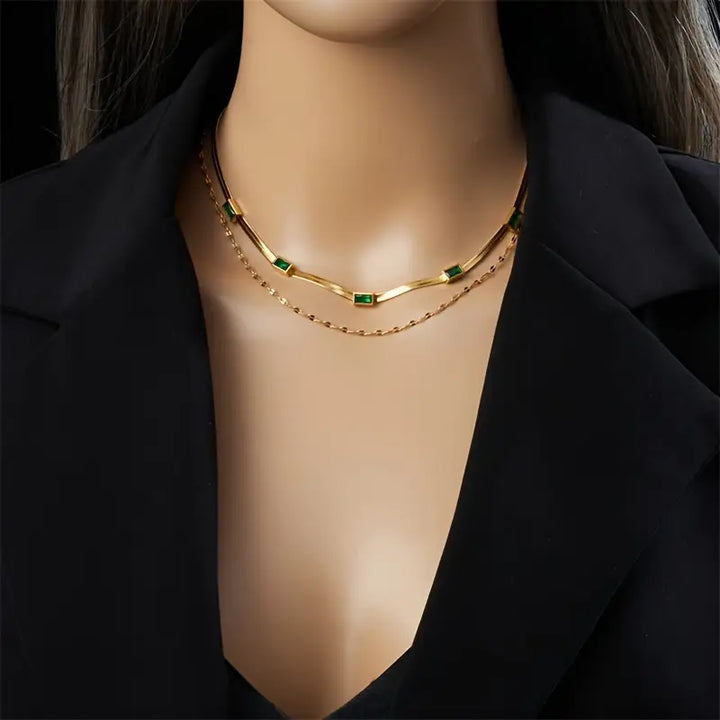 Collier rétro à double couche Sorella Gem | Or