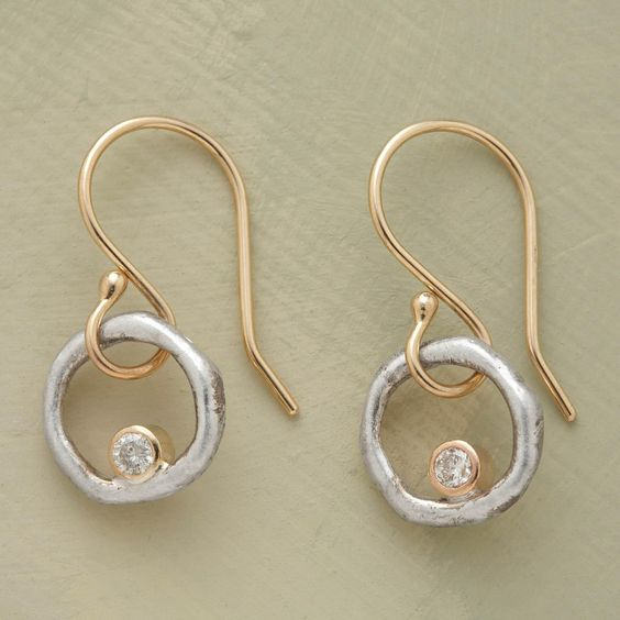 Boucles d'oreilles Vintage en Or et Argent