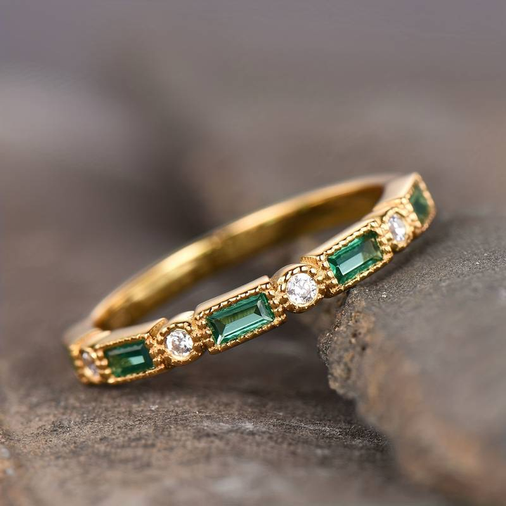 Alex - Bague en Or avec Zirconia Incrusté Vert