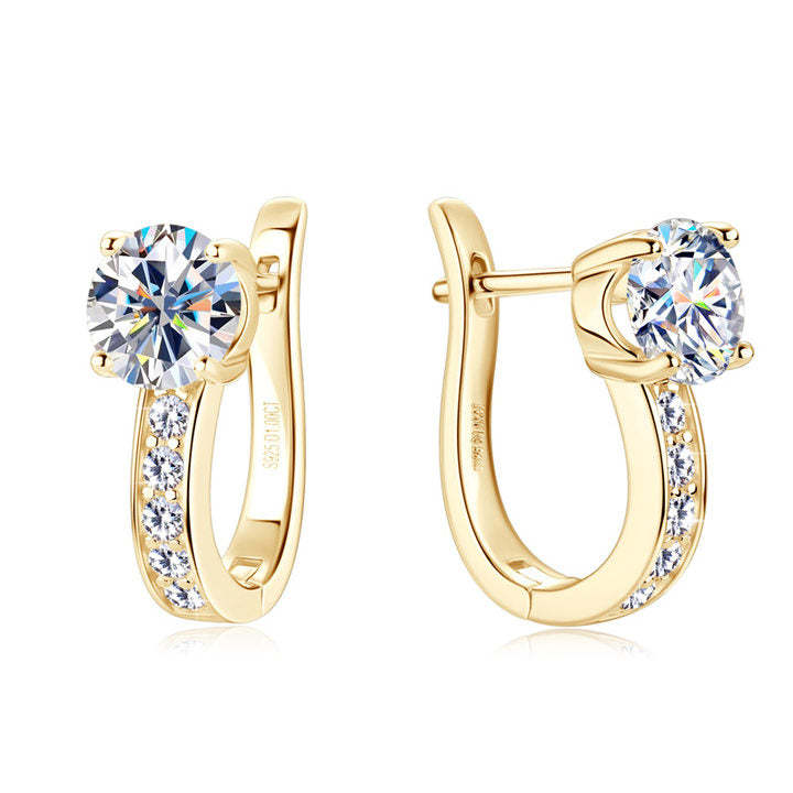 Boucles d'oreilles Huggie Moissanite | Or blanc