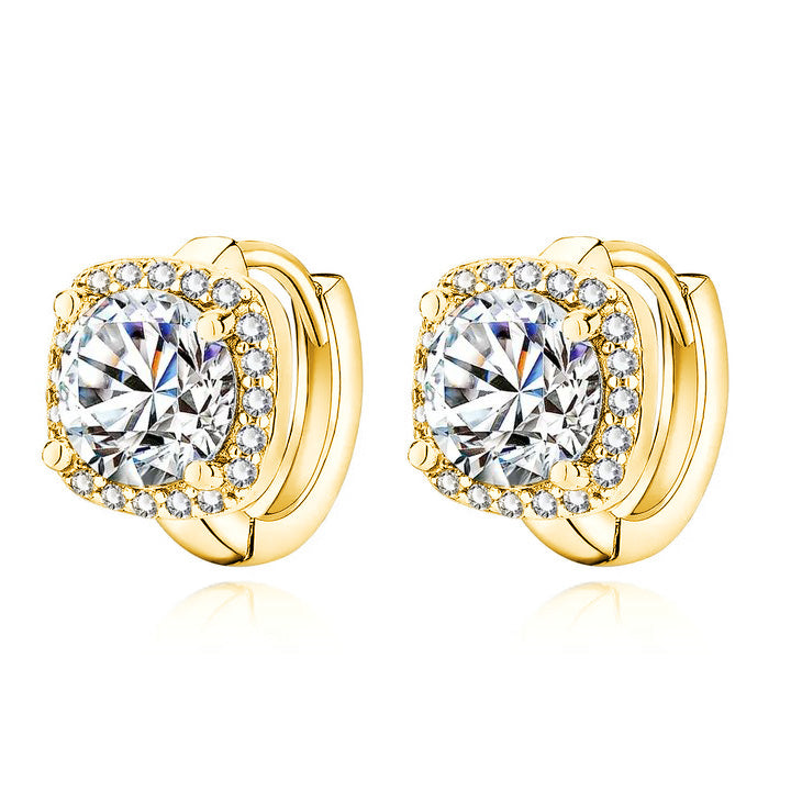 Boucles d'oreilles carrées Nadine | Or Blanc