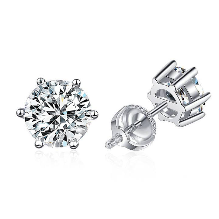 Boucles d'oreilles à vis en moissanite | Or blanc
