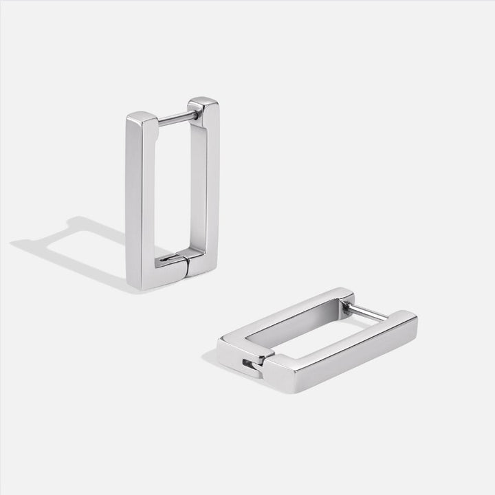 Boucles d'oreilles créoles rectangulaires en argent