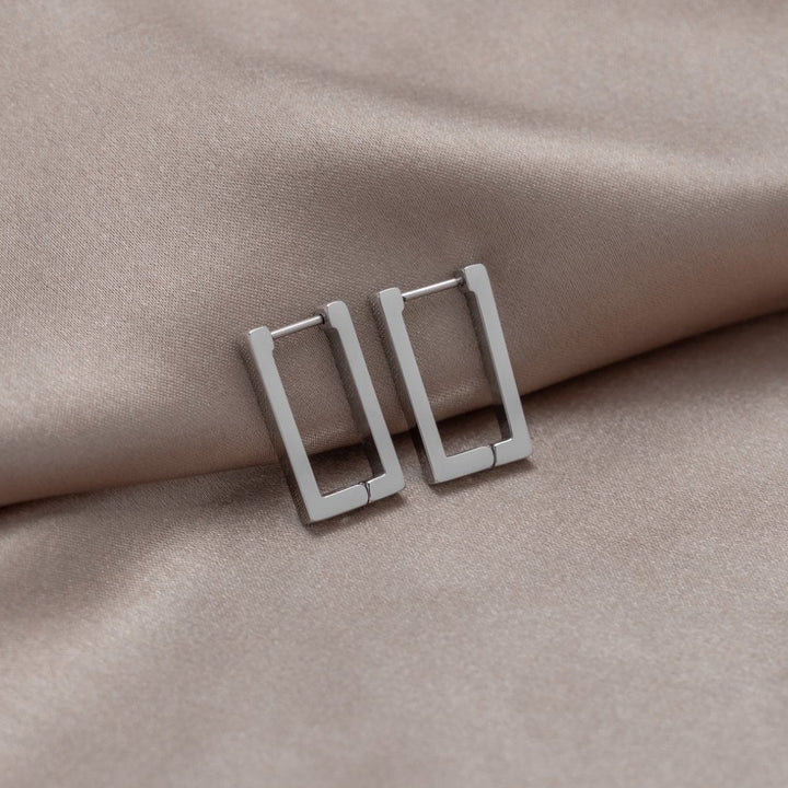 Boucles d'oreilles créoles rectangulaires en argent