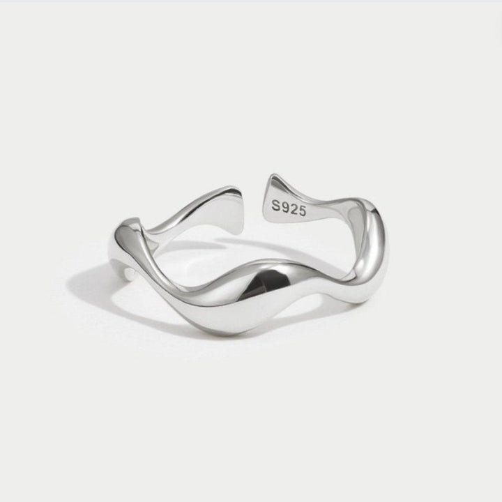 Bague Ajustable Vague Argentée