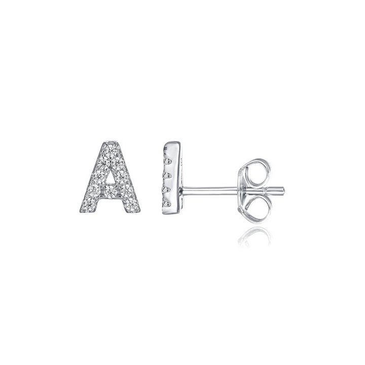 Initiale Boucle d'oreille 1pc | Or Blanc