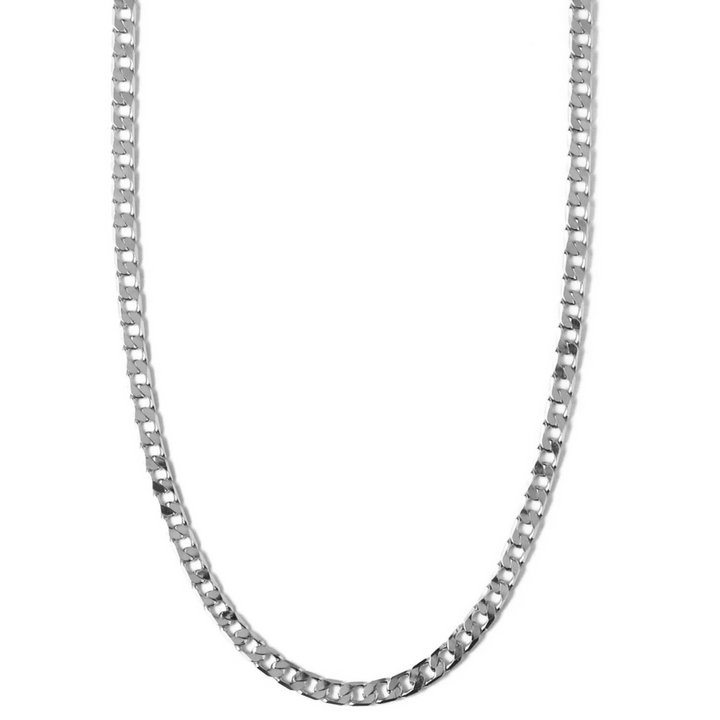 Collier Chaîne à Maillons Plat | Or Blanc