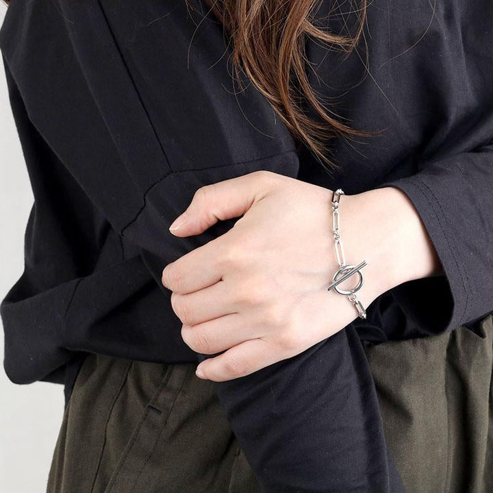 Bracelet T-Bar en Lien | Or Blanc
